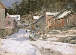 Ile_de_Kragero_scene_de_luge_en_pleine_rue_1882__Nasjonalgalleriet_Oslo