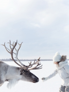 Finnair_Lapland_woman_reindeer