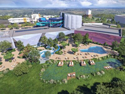 Vue d'ensemble de l'Aquascope, nouveau parc du futuroscope