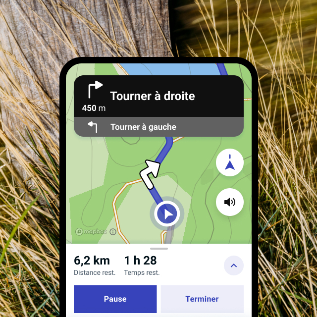 Capture d'écran montrant le guidage d'une balade