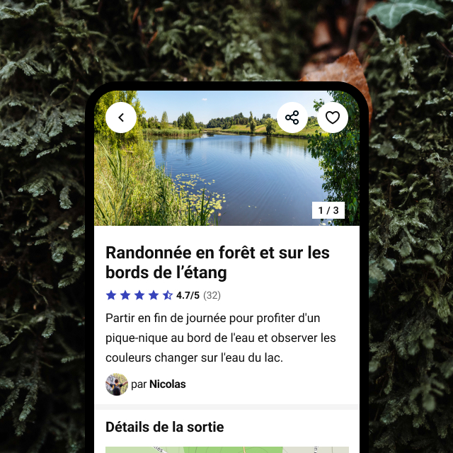 Capture d'écran montrant la fiche d'une balade sur l'application Decathlon Outdoor